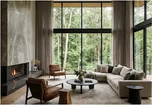 Living room in a 3 BHK at The Reserve Kolte Patil, Sinhgad Road Pune, with floor-to-ceiling windows